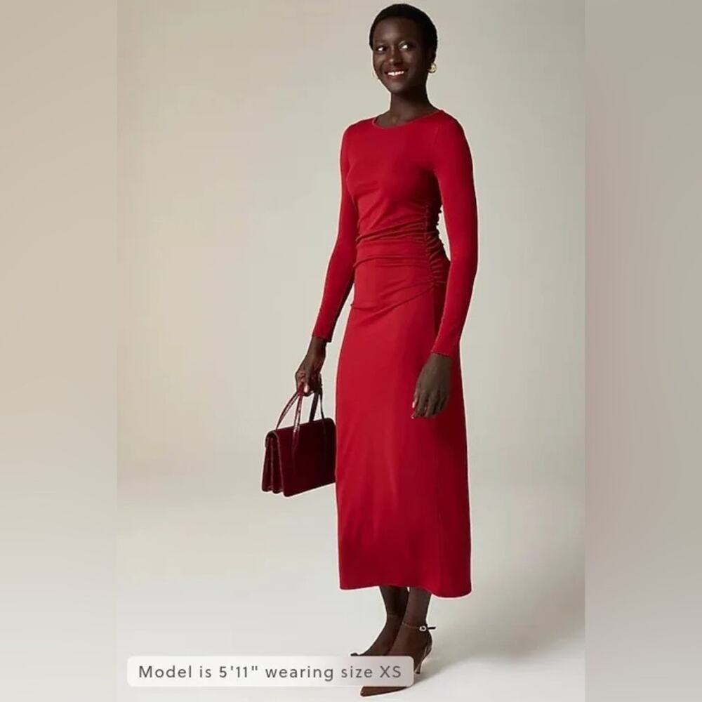 J.Crew Long-sleeve dress in jersey crepe Size S CF784